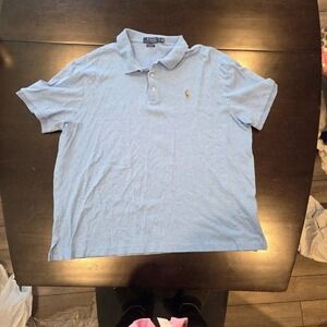 Polo Ralph Lauren Mens XL Classic Fit Light Blue Heather Short Sleeve Polo Shirt